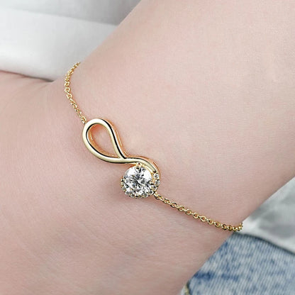 Rrjzz 925 Sterling Silver Eternity Infinity Women Bracelets 6.5mm Round Moissanite Adjustable Bracelet for Women Jewelry Gift