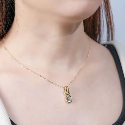 Rrjzz VVS1 Single Stone 8mm Round Moissanite Women Fashion Necklace Certificate 925 Sterling Silver Knot Women Pendant Necklace