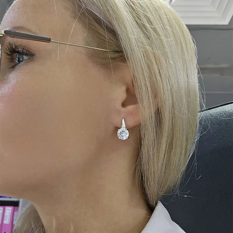 Rrjzz Fashion 8mm D-Color Moissanite Solitaire Engagement Earrings VVS1 925 Sterling Silver Exquisite Women Hoop Earring Jewelry