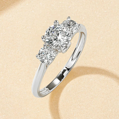 Rrjzz 14k Gold Plated Three Stone Engagement Ring Round Cut CZ Simulated Diamond Rings For Women Anniversary Fine Jewelry Gifts