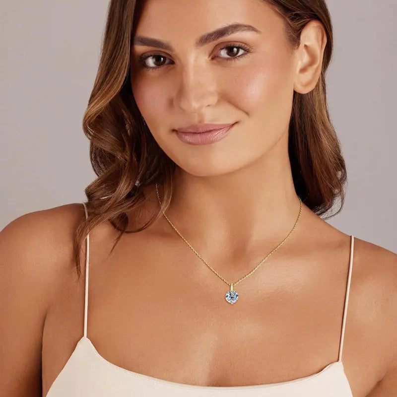 Rrjzz 1CT 2CT D VVS1 Moissanite Diamond Certified Pendant Necklace for Women Wedding 100% S925 Sterling Silver Necklace Jewelry