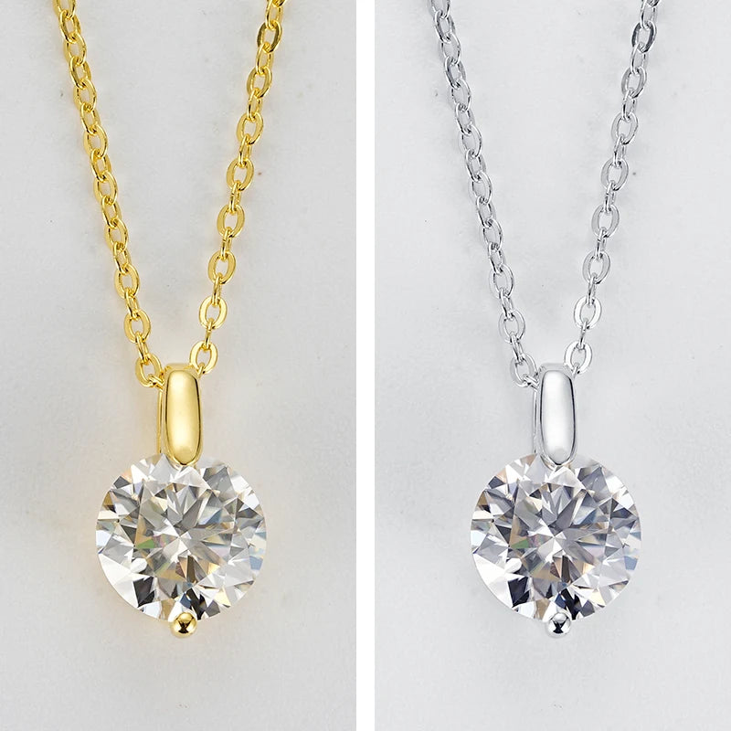 Rrjzz 1CT 2CT D VVS1 Moissanite Diamond Certified Pendant Necklace for Women Wedding 100% S925 Sterling Silver Necklace Jewelry