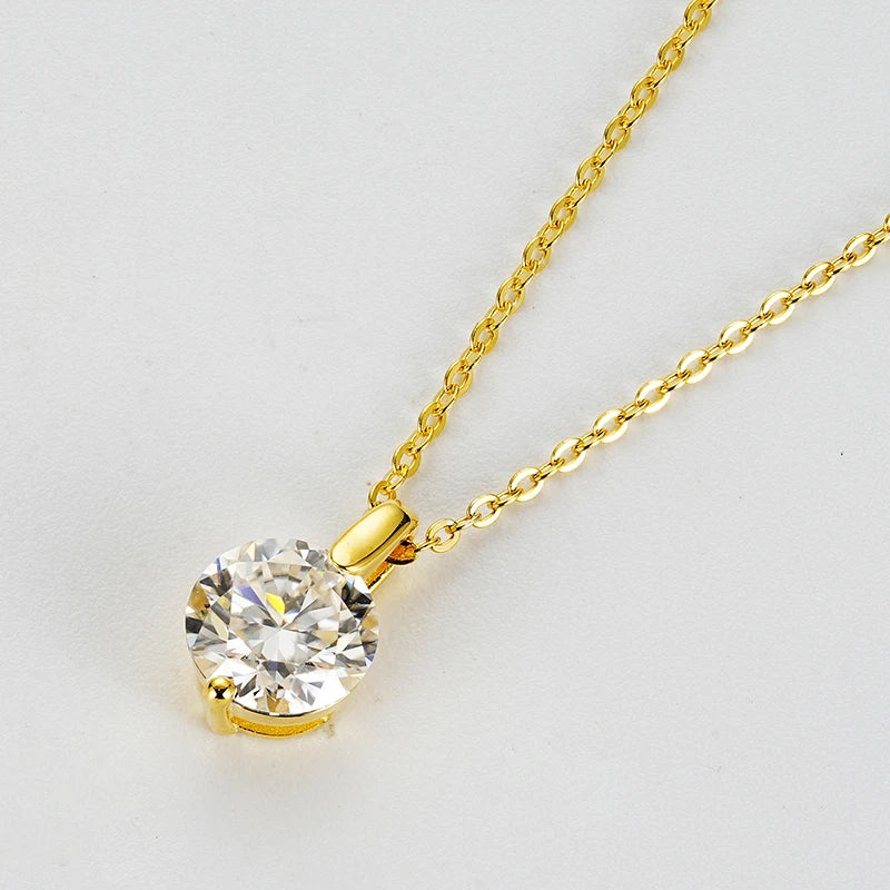 Rrjzz 1CT 2CT D VVS1 Moissanite Diamond Certified Pendant Necklace for Women Wedding 100% S925 Sterling Silver Necklace Jewelry