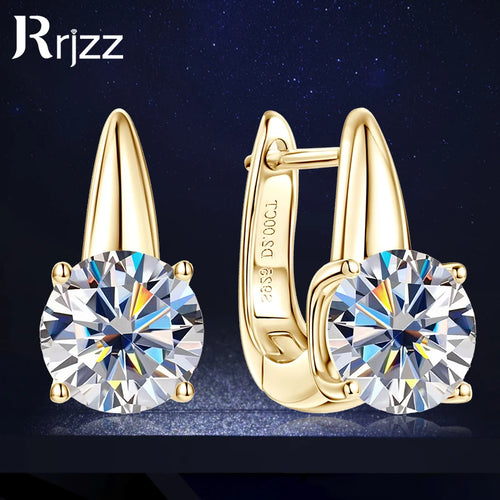 Rrjzz Fashion 8mm D-Color Moissanite Solitaire Engagement Earrings VVS1 925 Sterling Silver Exquisite Women Hoop Earring Jewelry