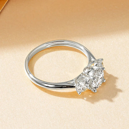 Rrjzz 14k Gold Plated Three Stone Engagement Ring Round Cut CZ Simulated Diamond Rings For Women Anniversary Fine Jewelry Gifts