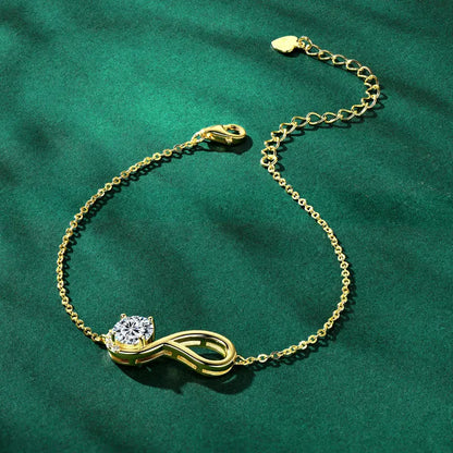 Rrjzz 925 Sterling Silver Eternity Infinity Women Bracelets 6.5mm Round Moissanite Adjustable Bracelet for Women Jewelry Gift