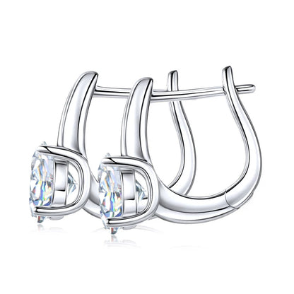 Rrjzz Fashion 8mm D-Color Moissanite Solitaire Engagement Earrings VVS1 925 Sterling Silver Exquisite Women Hoop Earring Jewelry