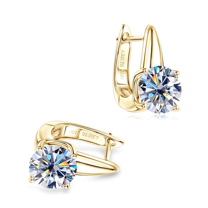 Rrjzz Fashion 8mm D-Color Moissanite Solitaire Engagement Earrings VVS1 925 Sterling Silver Exquisite Women Hoop Earring Jewelry