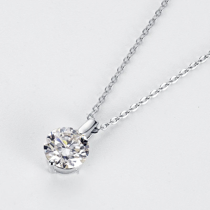 Rrjzz 1CT 2CT D VVS1 Moissanite Diamond Certified Pendant Necklace for Women Wedding 100% S925 Sterling Silver Necklace Jewelry