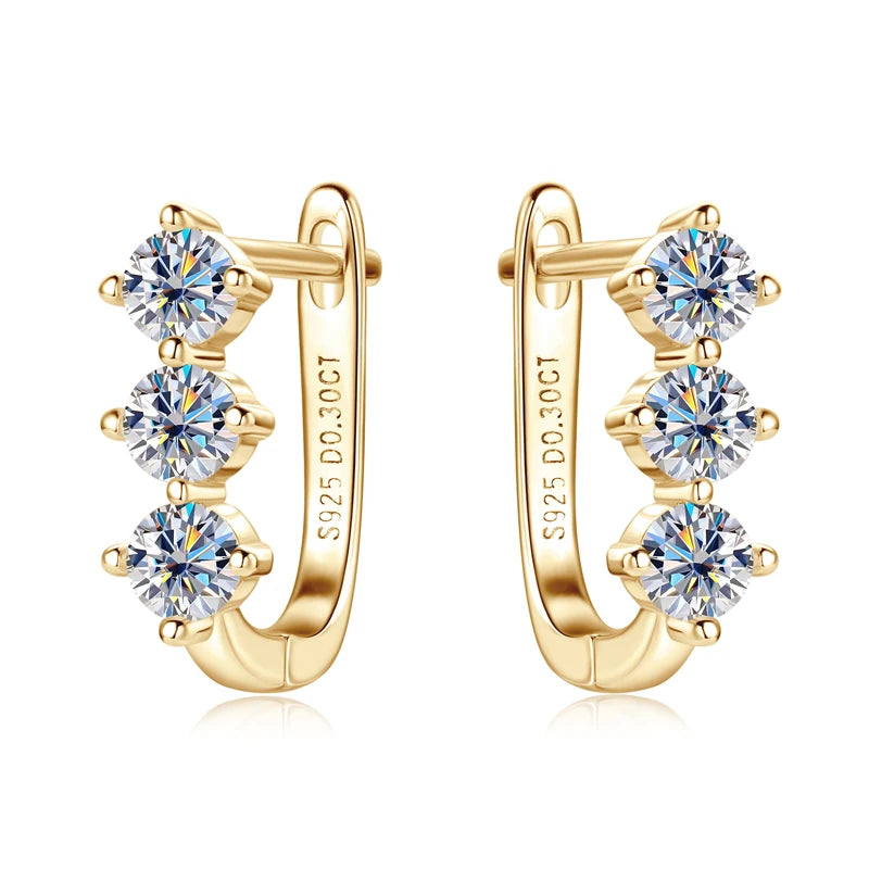 Rrjzz Classic U-shape All Moissanite Hoop Earring Exquisite 925 Sterling Silver Women Engagement Earring for Female Fine Jewelry