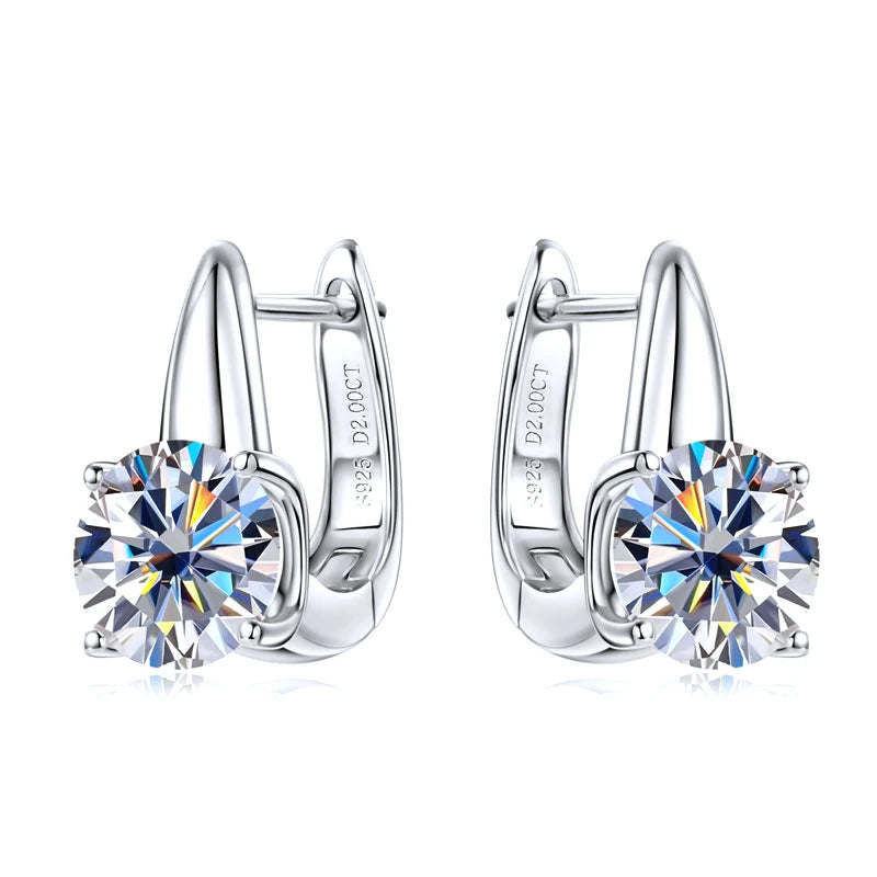 Rrjzz Fashion 8mm D-Color Moissanite Solitaire Engagement Earrings VVS1 925 Sterling Silver Exquisite Women Hoop Earring Jewelry