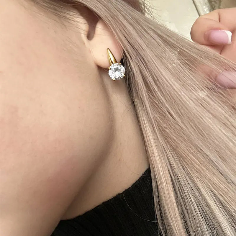 Rrjzz Fashion 8mm D-Color Moissanite Solitaire Engagement Earrings VVS1 925 Sterling Silver Exquisite Women Hoop Earring Jewelry